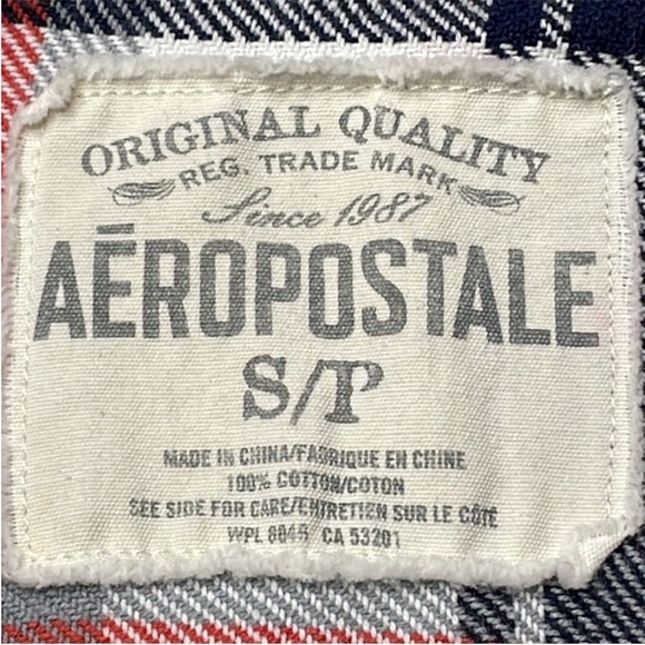 🔥 Aeropostale Fall Orange Plaid Cotton Flannel Shirt . Long Sleeve - Picture 2 of 6